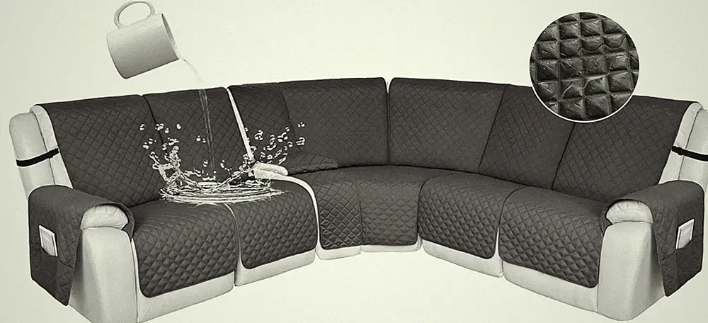 100% Waterproof Reclining Sectional Couch Covers L Shape Recliner Sofa Cover