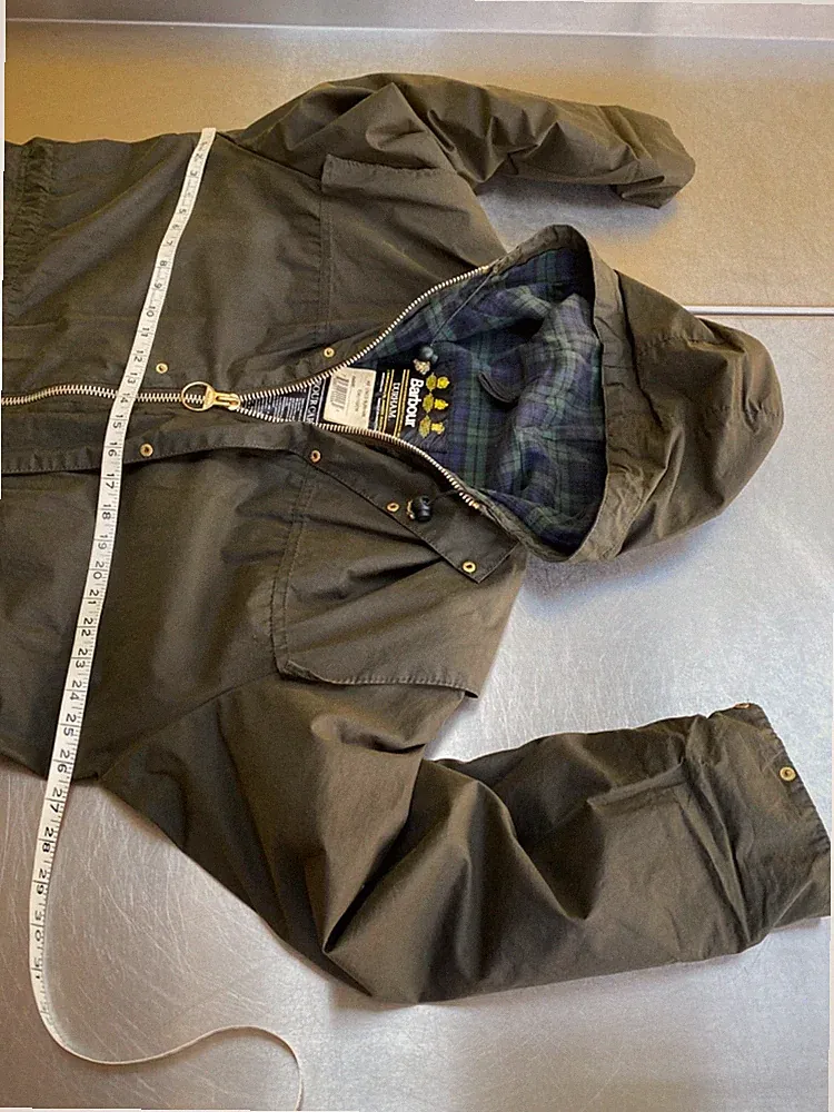 1994 Barbour A5 Lined Durham C40 Mens L Oversized 52in Chest Hooded Waxed Jacket