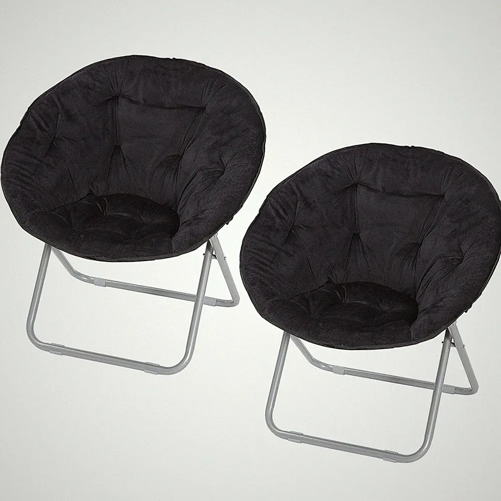 2 PCS 33'' Foldable Round Moon Chair Oversized Lounge Moon Chair for Living Room