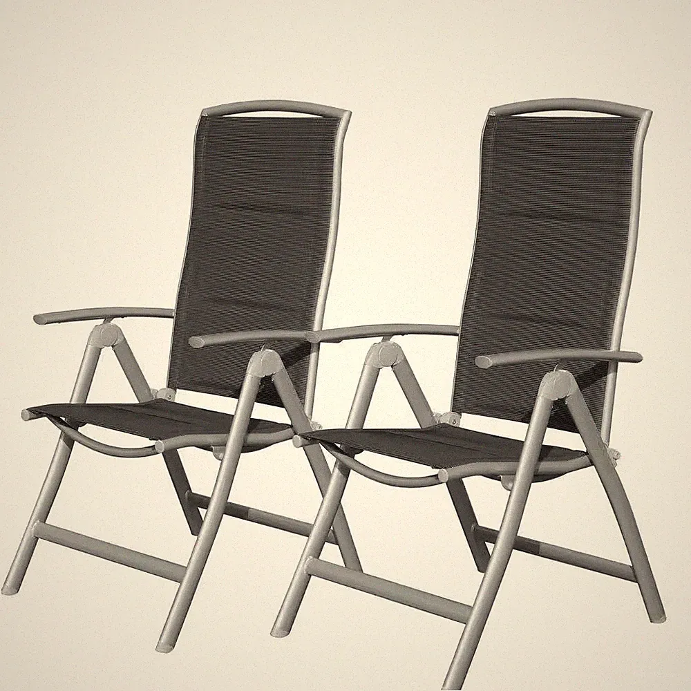 2-Piece Aluminium Outdoor Recliner with Soft Cotton-Padded Seat, Adjustable Fold