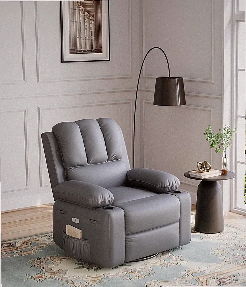 22/27" Electric Power Recliner Chair with Heat/Massage Cup Holders Side Pockets