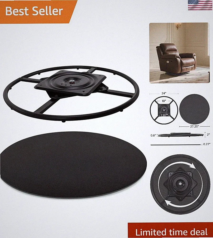 24 Inch Heavy-Duty Recliner Swivel Base with EVA Pad for Smooth Rotation