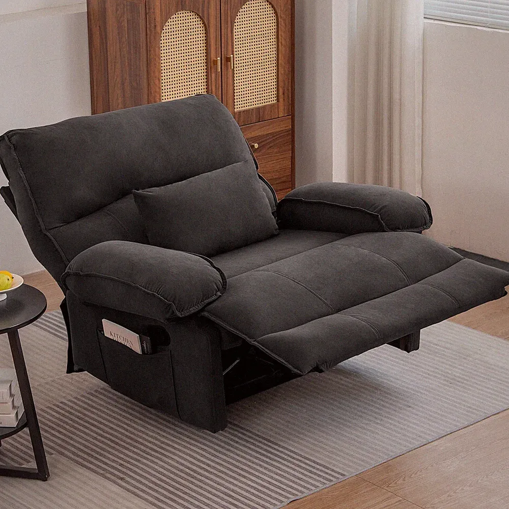 27.5" Oversized Manual Recliner Chair Sofa with Heating Vibration Capacity 350lb