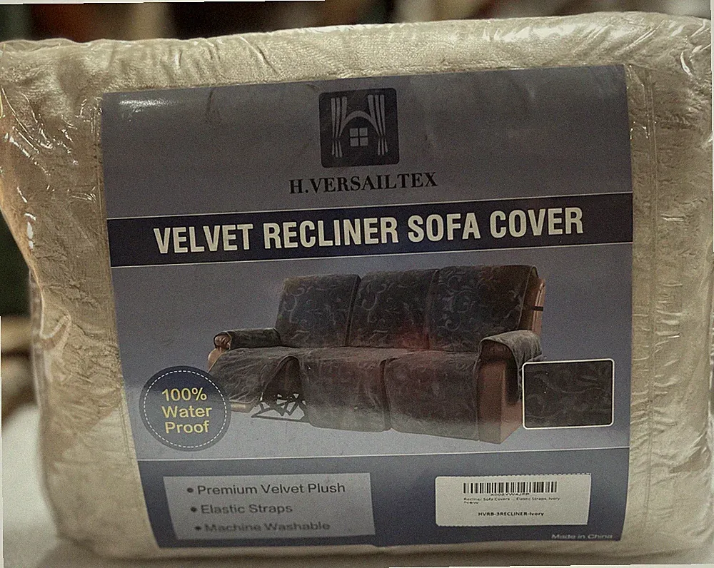 3 Cushion Couch Recliner Sofa Cover - 100% Waterproof Velvet Slipcover - Flower