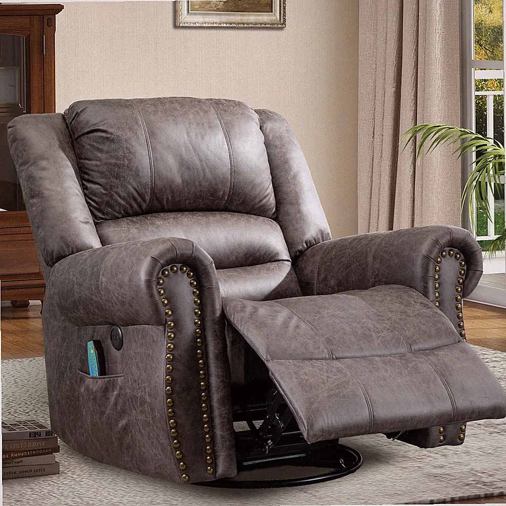 360° Swivel Manual Massage Recliner Chair with Heating Function for Living Room
