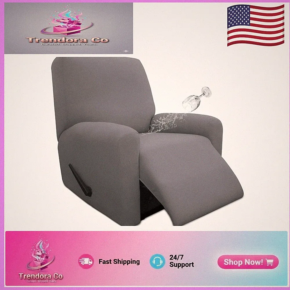 4-Piece Set Light Gray Furniture Protector - Waterproof Recliner Slipcover