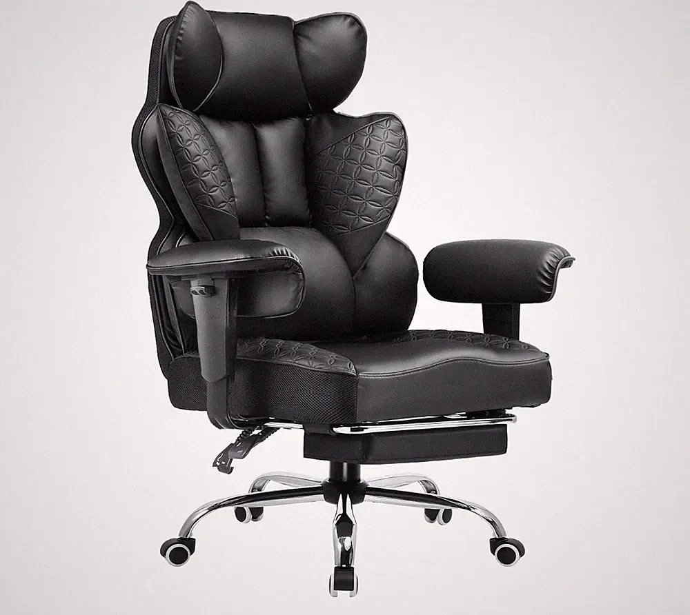 400LBS Big and Tall Office Chair Ergonomic Deluxe Leather Gaming Chair &Footrest