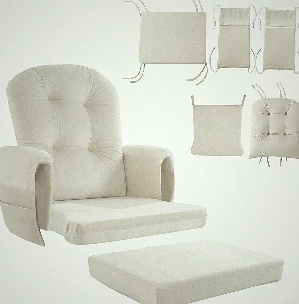 5PCS Glider Rocker Replacement Cushions Non-Slip &Washable w/Storage Side Pocket