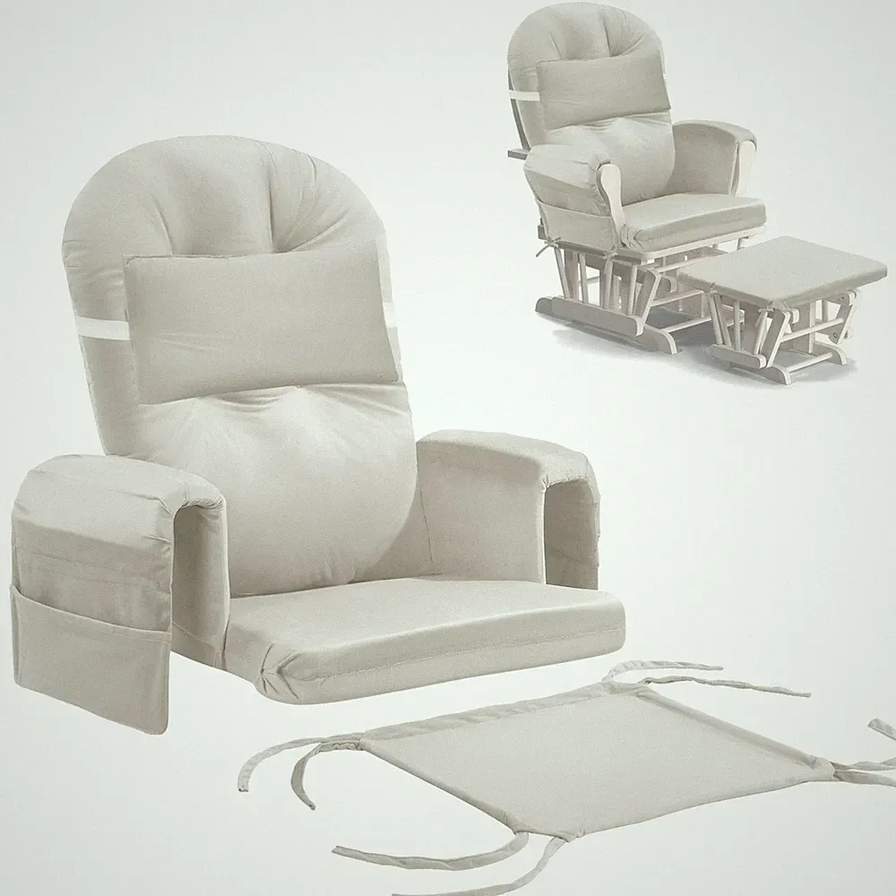 6 PCS Glider Rocker Replacement Cushions with Storage Side Pocket,Foam & Micr...