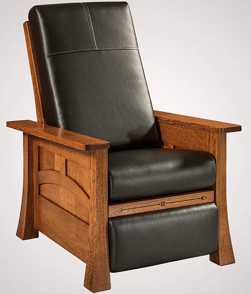 Amish Mission Style Recliner Solid Wood Arts & Crafts Leather Chair