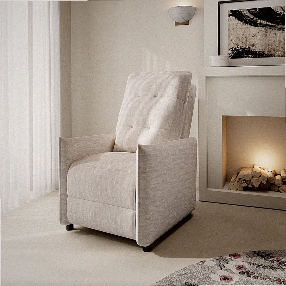 Apartment Manual Push Back Recliner Chair Ergonomic High Back Fabric Wall-Hugger