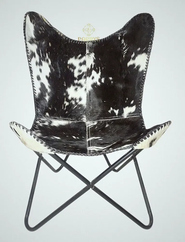 Arm Chair Black & White Leather Recliner with Iron Openable Frame PL2-1.181