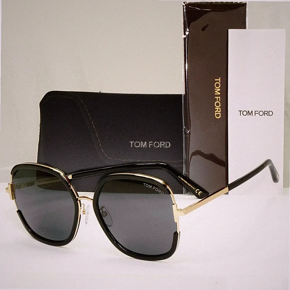 Authentic Tom Ford Womens Black Gold Oversized Large Sunglasses TF 809 K 01A