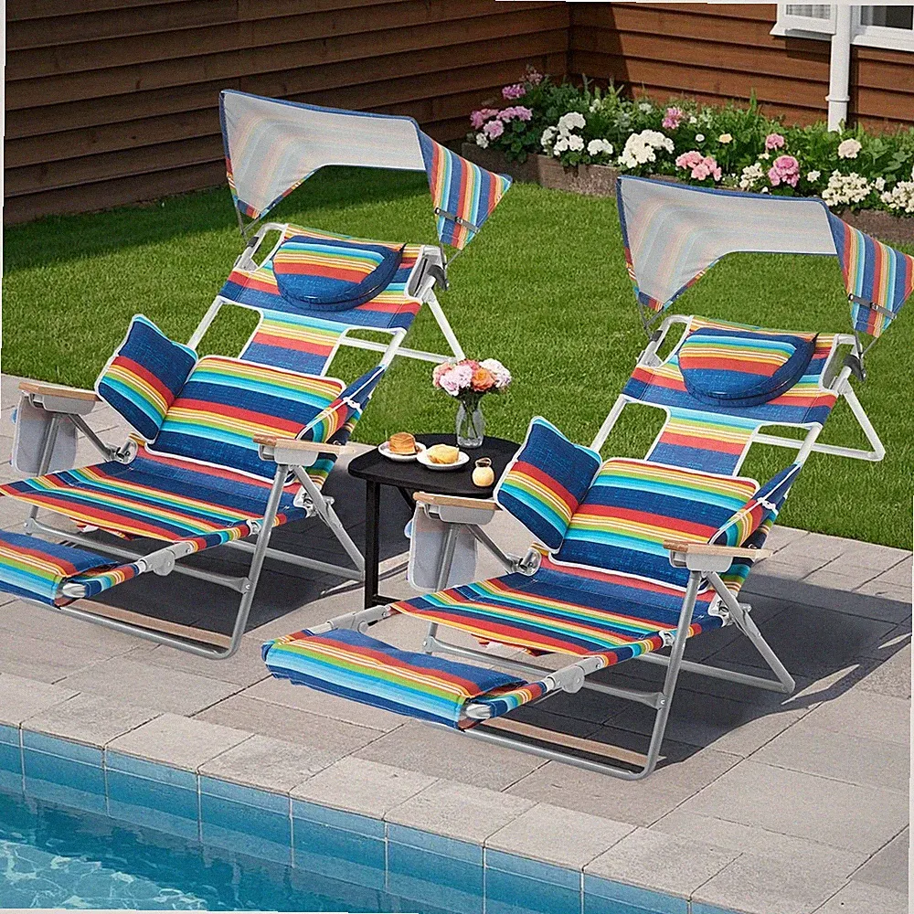 Backpack Beach Chair Folding Heavy Duty Camping Chair Adjustable Reclining Chair