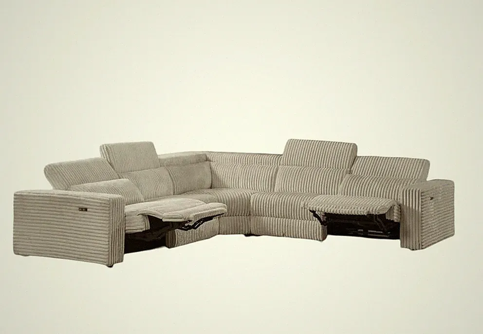 Bayonne Power Reclining Sectional Sofa with USB Ports Adjustable Headrests Cream