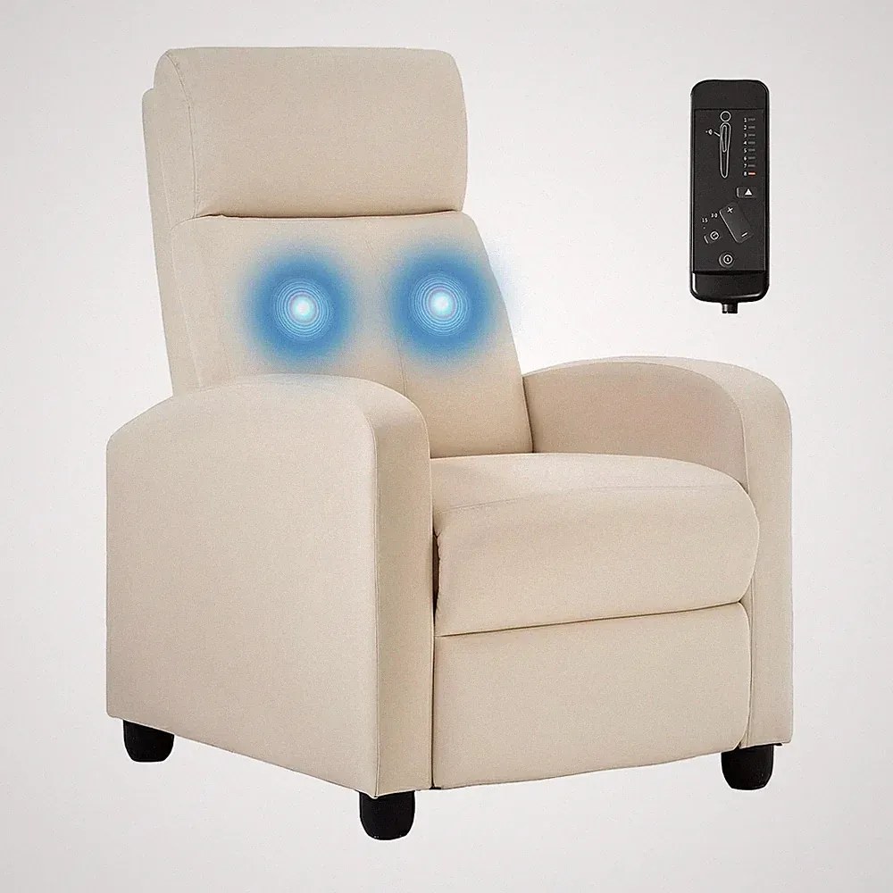 BestMassage Recliner Chair 2 Point Massage Lumbar Support Beige