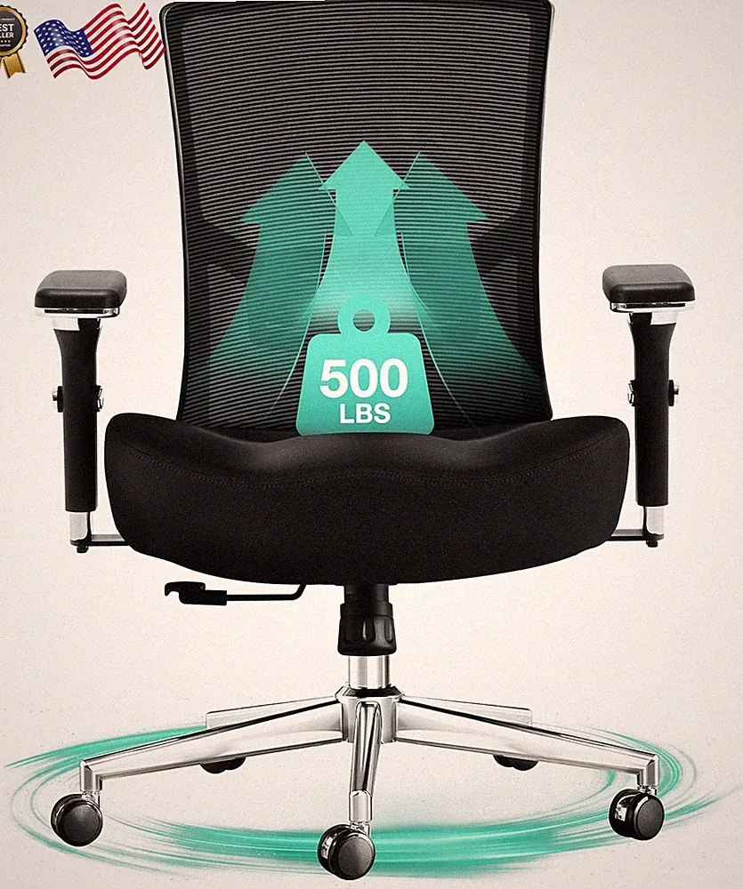 Big and Tall Office Chair 500lbs Heavy Duty Ergonomic Mesh Chair Computer NEW