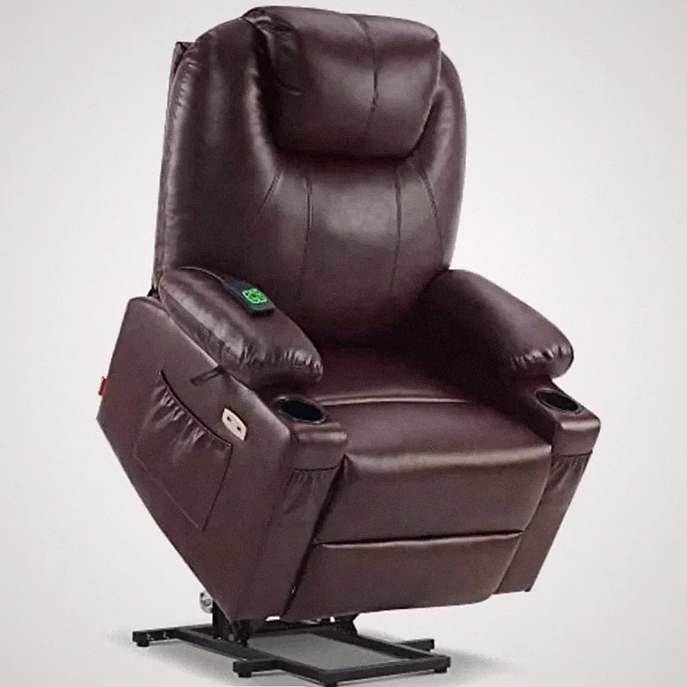 Big & Tall Dual Motor Power Lift Recliner – Large Lay Flat Massage Chair with He