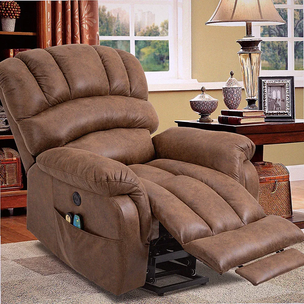 Big Tall Large Electric Power Lift Recliner Chair Extended Footrest Massage Heat