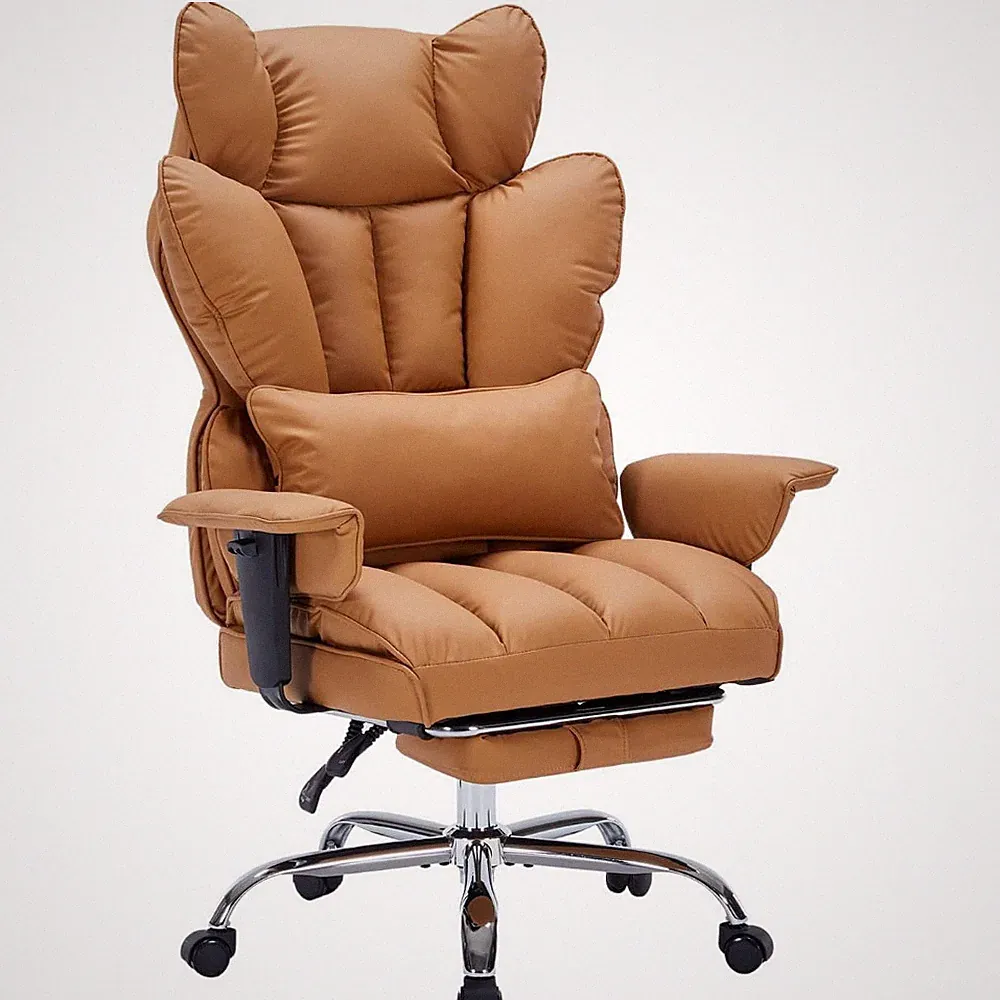 Big & Tall Office Chair 400LBS, Leather, Footrest, Lumbar, 150° Recline for Home