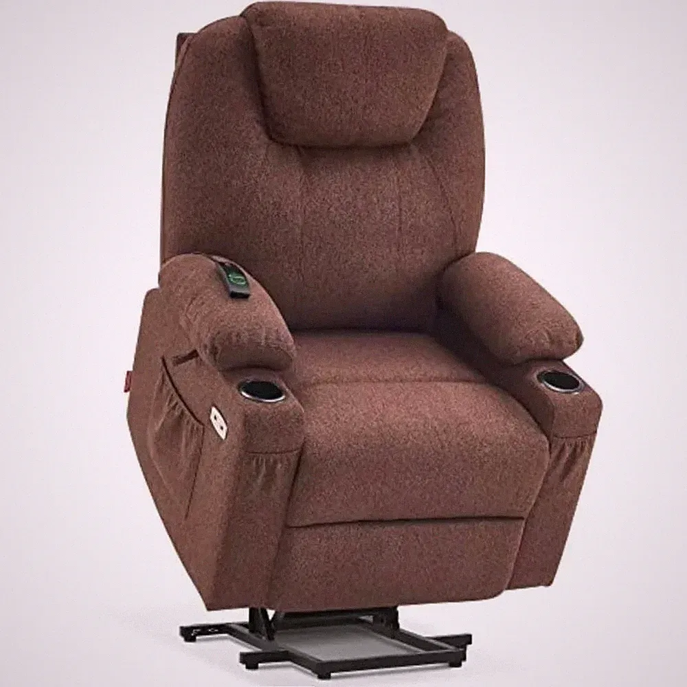Big & Tall Power Lift Recliner – Extended Footrest Massage Chair with Heat, USB