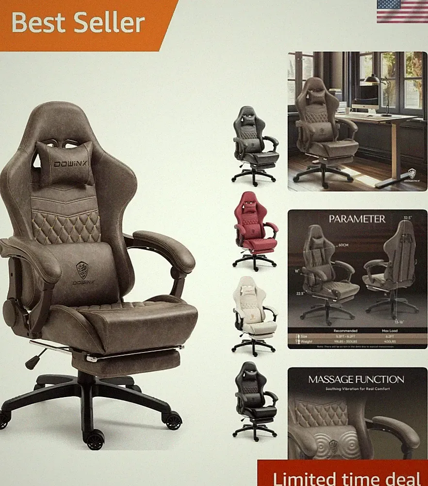 Big & Tall Vintage Gaming Chair for Adults, 400 lb Capacity Heavy Duty Ergono...