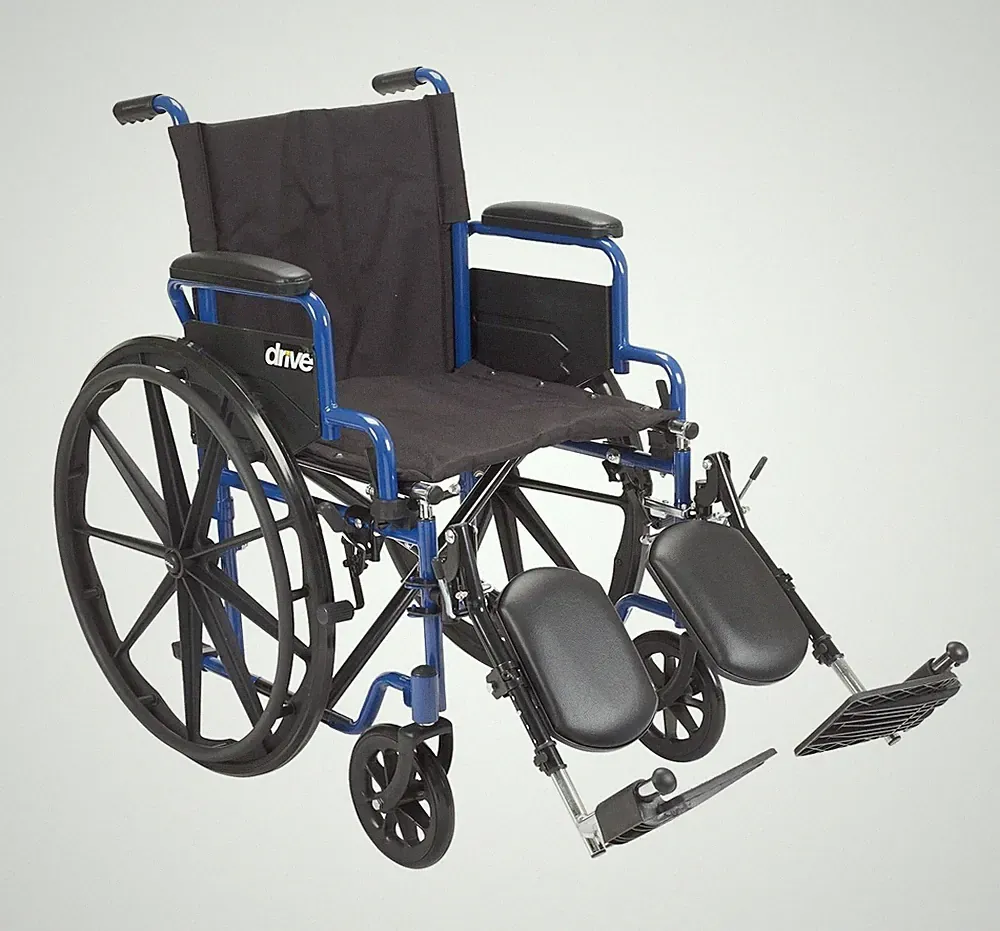Blue Streak Lightweight Foldable Medical Wheelchair Double Recline Ultralight