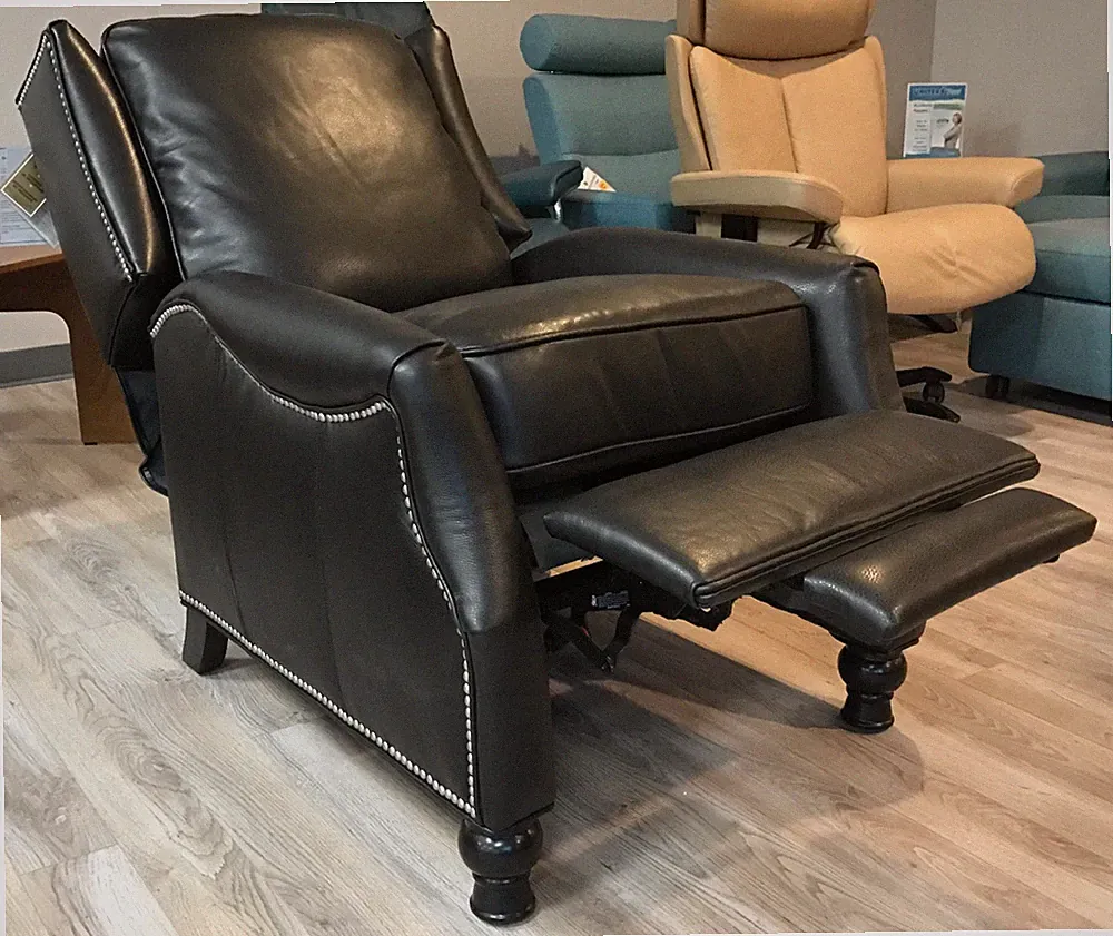 BRAND NEW Barcalounger Ashton II Genuine Pearlized Black Leather Recliner Chair