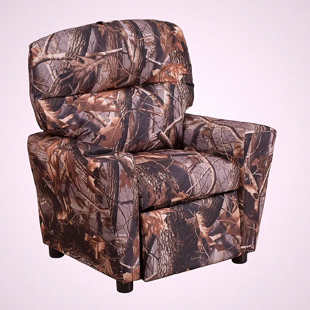 Camouflage Kids Recliner Chair with Cup Holder Comfortable Safe Durable