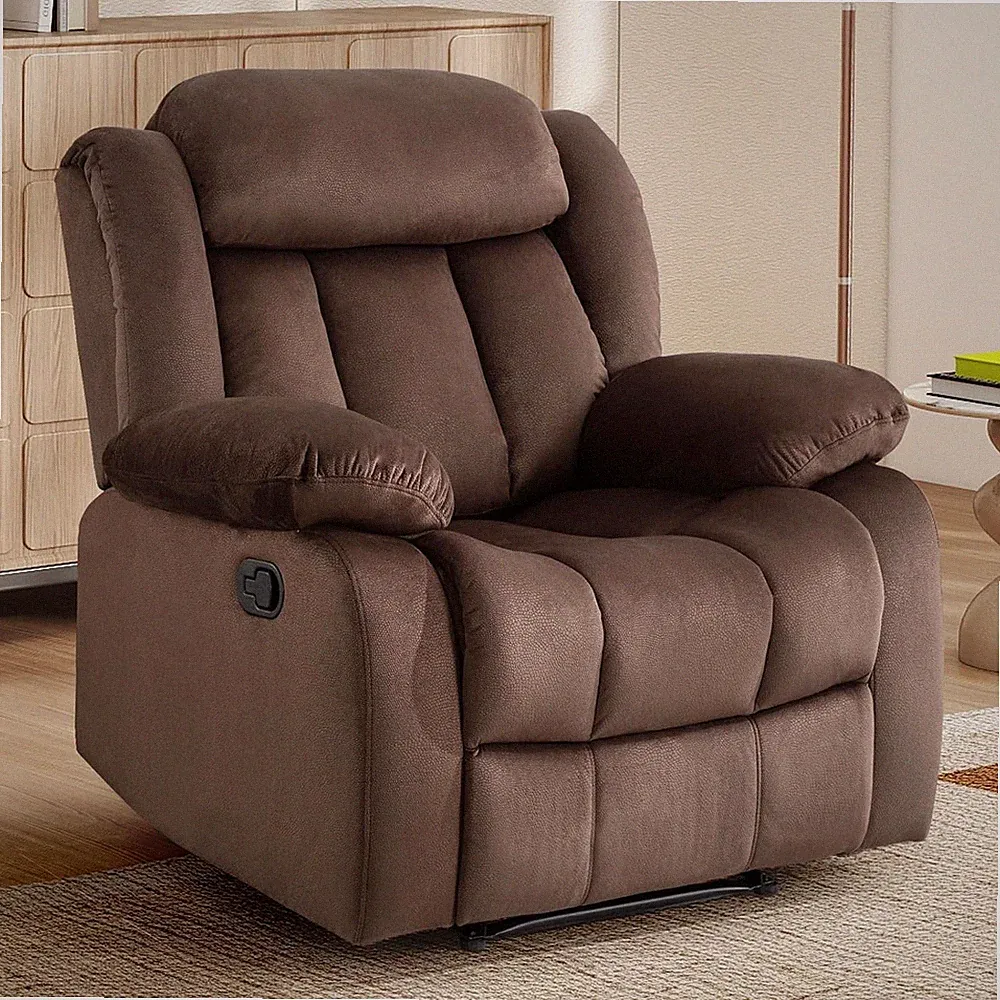 CANMOV Manual Recliner Chair w/ Padded Armrest Wall-Hugger Single Sofa Recliners
