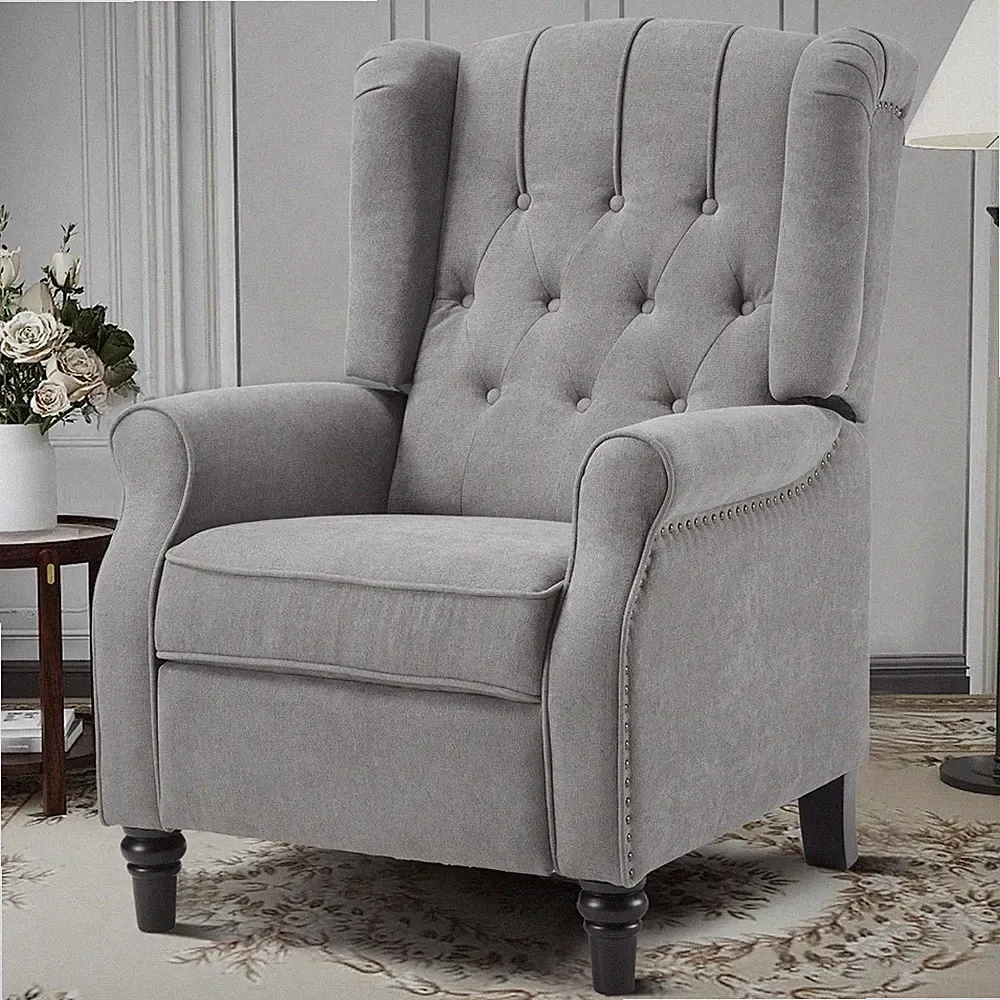 Canmov Pushback Recliner Chair, Wingback Accent Chair with Rivet Decoration