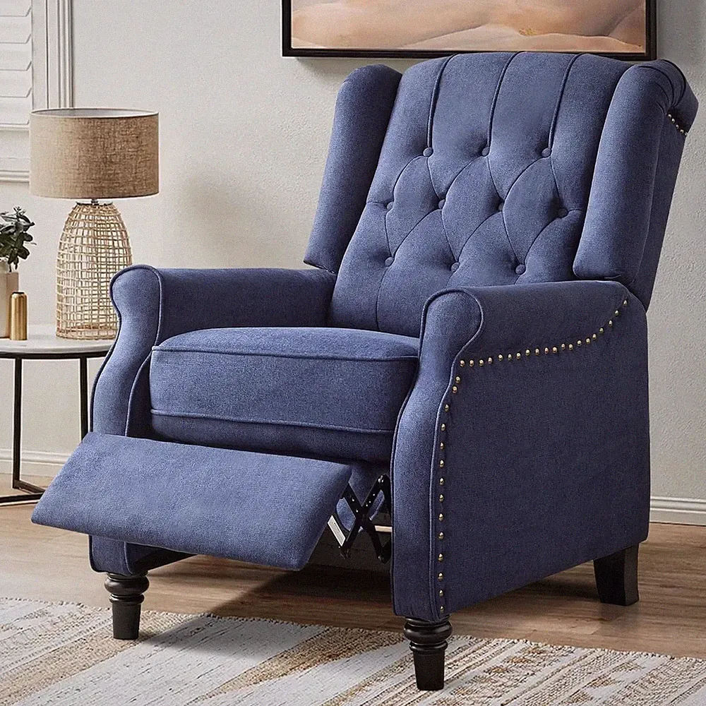CANMOV Wingback Pushback Recliner Chair, High Back Upholstered Armchair