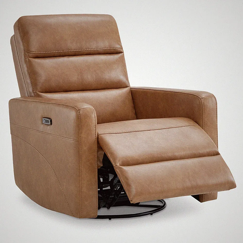 CHITA Comfy Power Recliner Chair, Compact Nursery Swivel Glider w/Power Headrest
