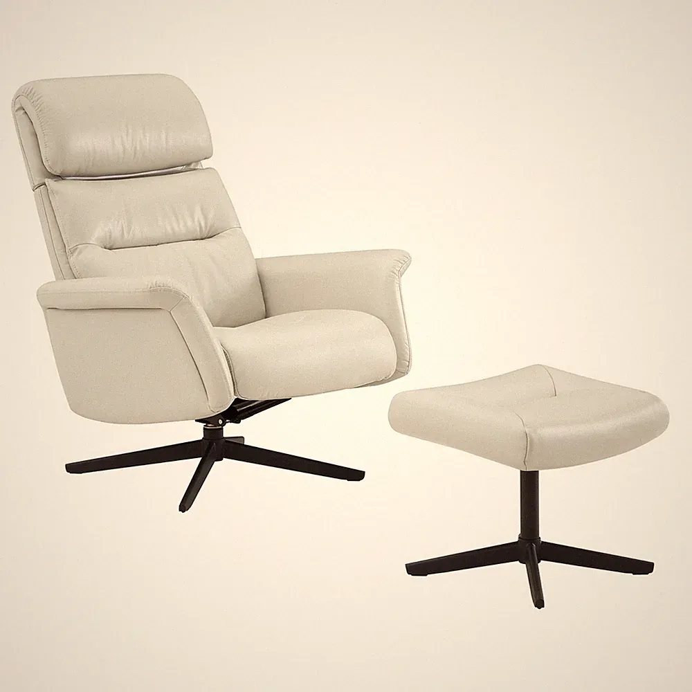CHITA Genuine Leather Self-Weight Reclining Swivel Chair w/Adjustable Headrest