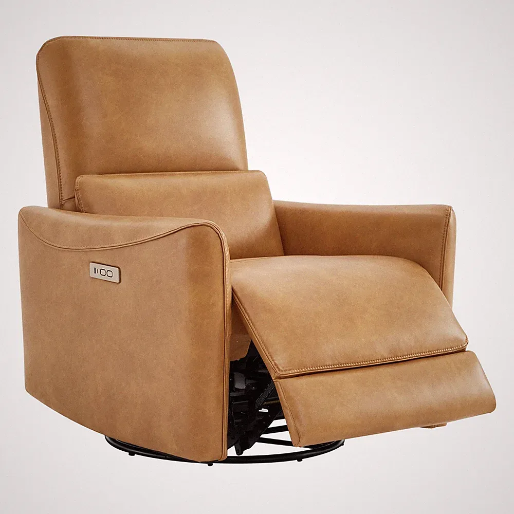 CHITA Swivel Glider Power Recliner,Faux Leather Nursery Chair, FSC Certified