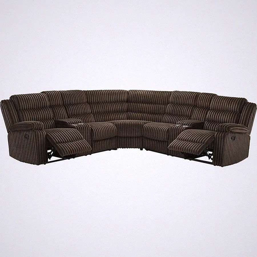CHOCOLATE CORDUROY 2 RECLINERS RECLINING SOFA SECTIONAL LIVING ROOM FURNITURE