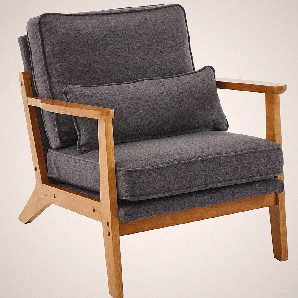 Cotton Dark Gray Upholstered Single Lounge Chair (330LBS Weight Capacity)