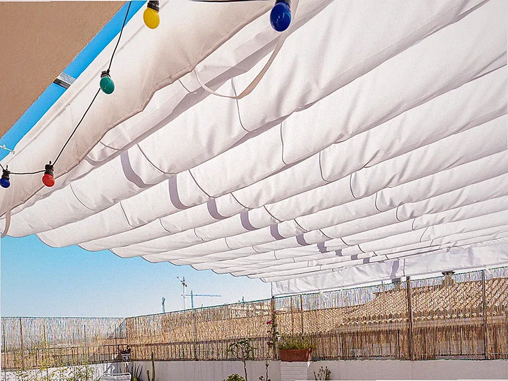 CUSTOM-MADE WATERPROOF OUTDOOR ROMAN SHADES | RETRACTABLE CANOPY PATIO & GARDEN