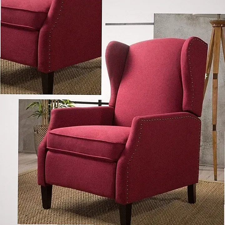 Deep Red Wingback Accent Club Recliner Chairs Armchair Recliners Arm Chair New
