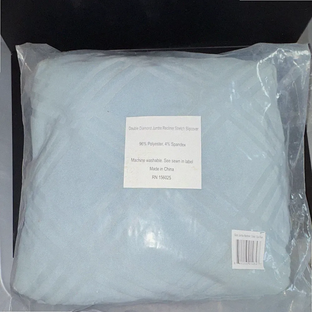 Double Diamond Stretch Slipcover for Jumbo Recliner Spa Blue Polyester Spandex