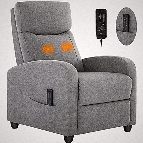 DUMOS SINGLE FABRIC RECLINER MASSAGE CHAIRS/SOFA PADDED SEAT ADJUSTABLE BACKREST