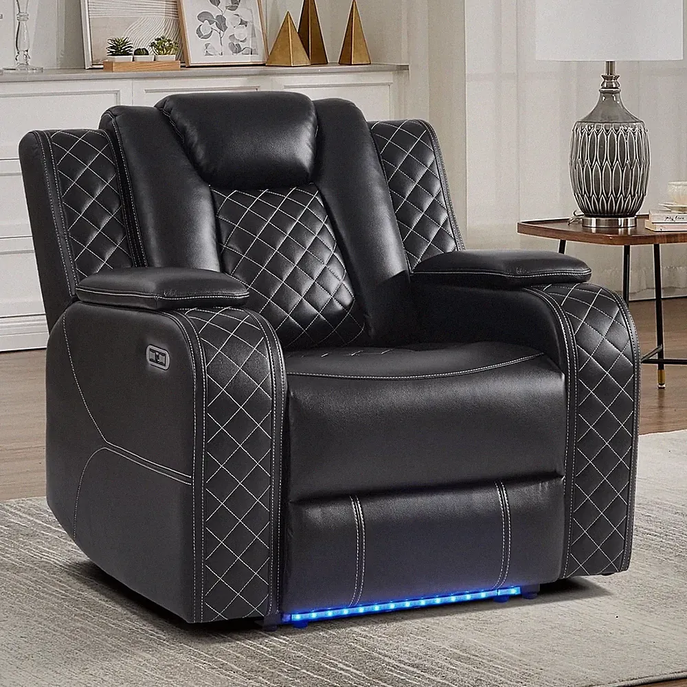 EBELLO Faux Leather Power Recliner Chair, Home Theater Seat with Adjustable Head
