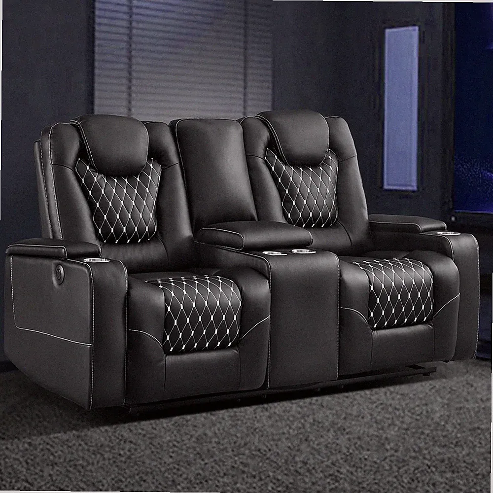 EBELLO Faux Leather Power Reclining Loveseat 2 Seat Electric Recliner Sofa Chair