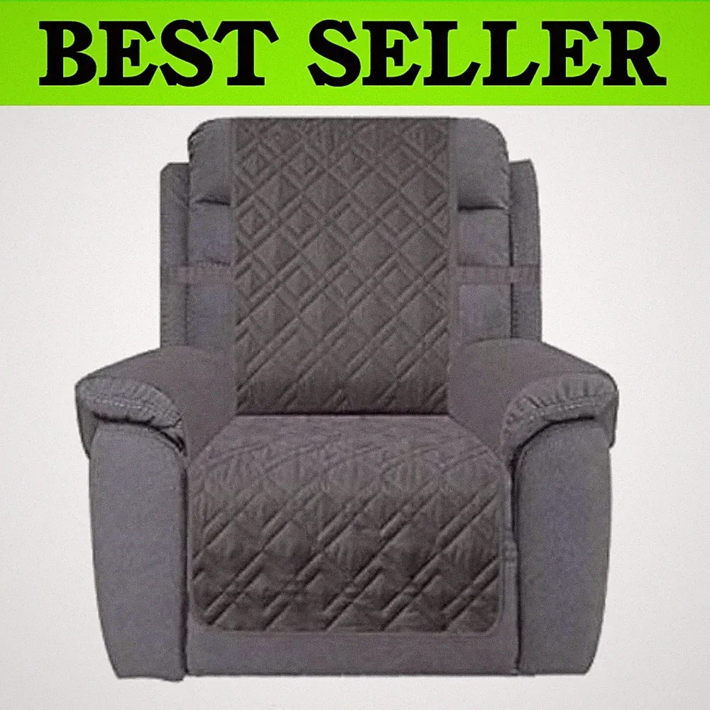Elegant Dark Grey Waterproof Recliner Slipcover - Anti-Skid Protection 30''
