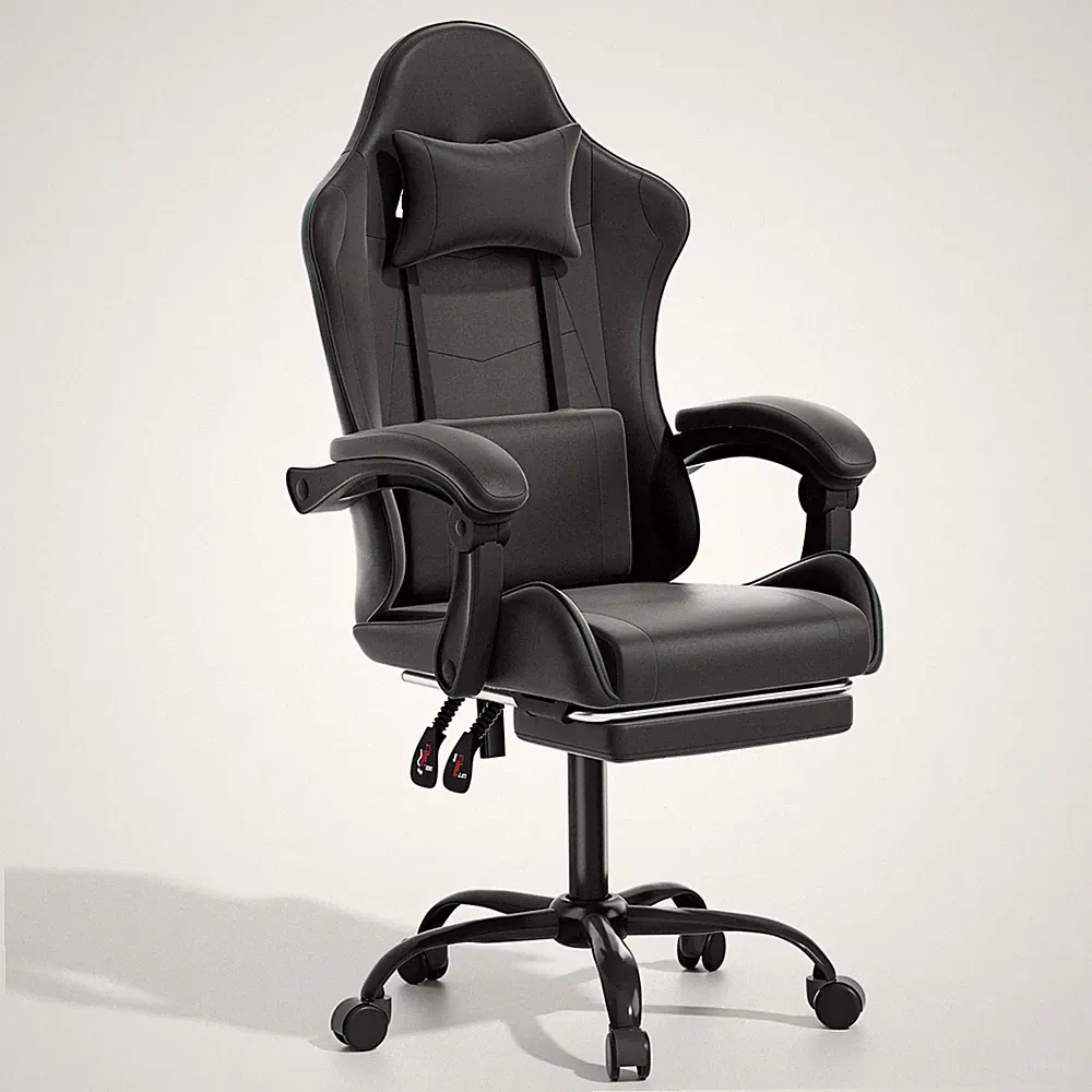 Ergonomic Coumputer Gaming Chair Office Swivel Recliner Seat w/ Footrest Black