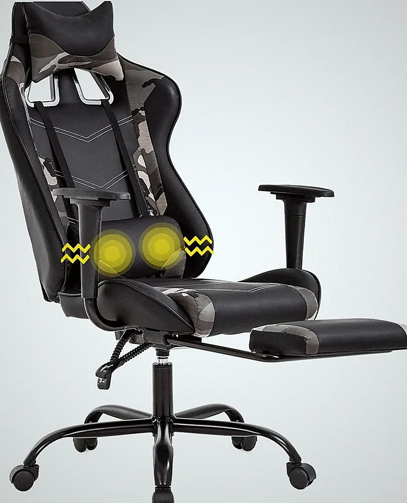 Ergonomic Desk Chair Massage PU Leather Recliner Computer Chair w/Lumbar Support