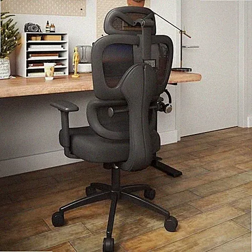 Ergonomic Office Chair with Adjustable Lumbar Support, 3D Arms and Black Modern
