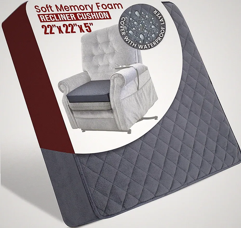 Extra Large 22X22X5 Soft Memory Foam Seat Cushion for Recliner, Armchair, Couch