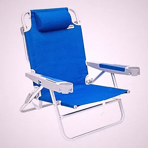 Extra Wide 28" Low Beach Chair 5 Position Lay Flat, XL Oversized Navy Blue