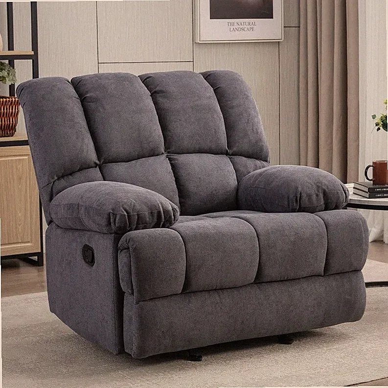 Extra WIDE Gray Rocker Recliner Large Chairs Manual Arm Chair Grey Recliners NEW